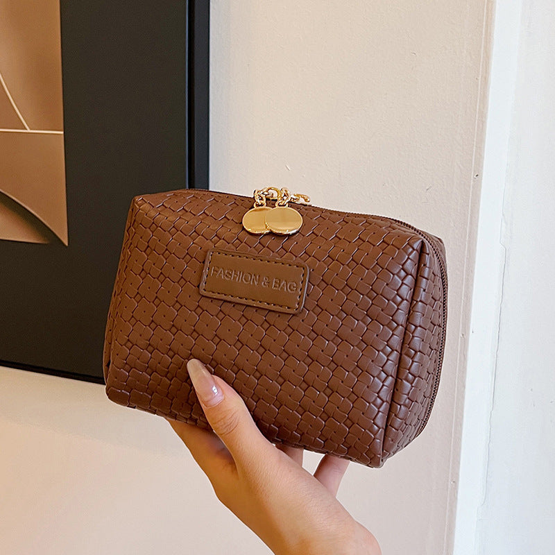 Classic Style Woven Pattern Cosmetic Bag