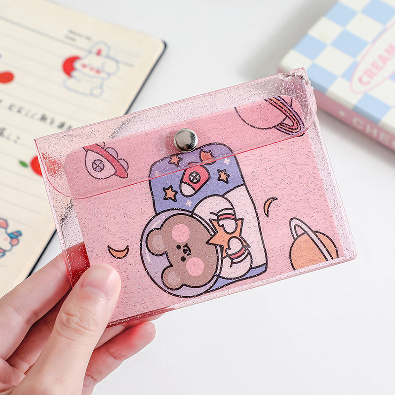 Girl Heart Laser Coin Purse PVC Transparent Card Cover