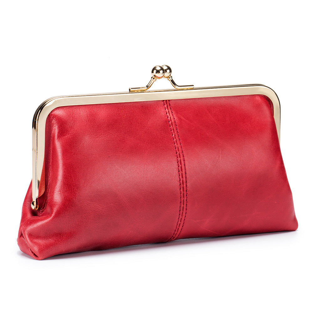 European And American Retro Clip Bag Long Clutch Wallet