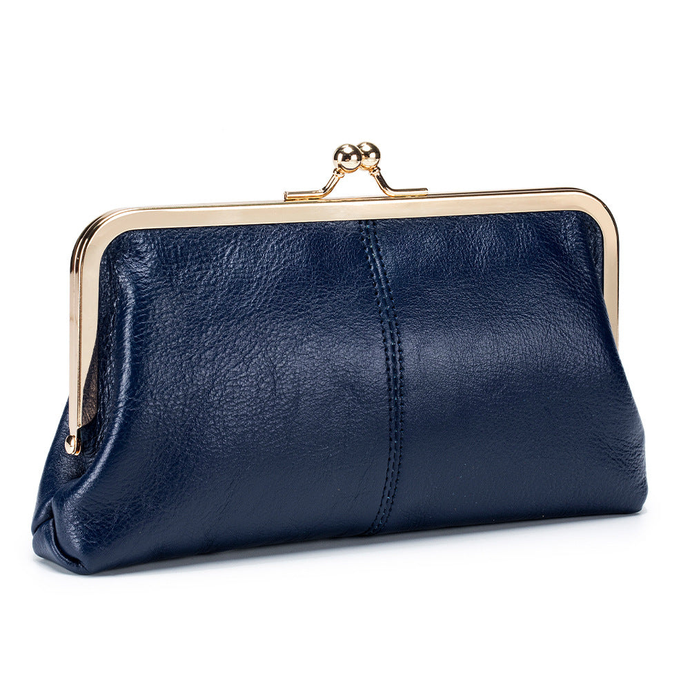 European And American Retro Clip Bag Long Clutch Wallet