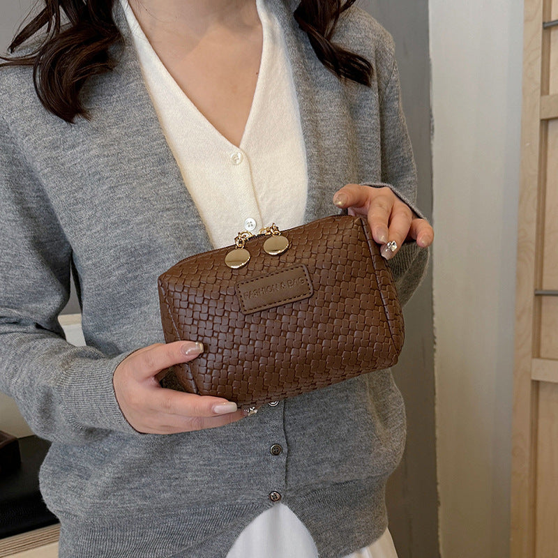 Classic Style Woven Pattern Cosmetic Bag