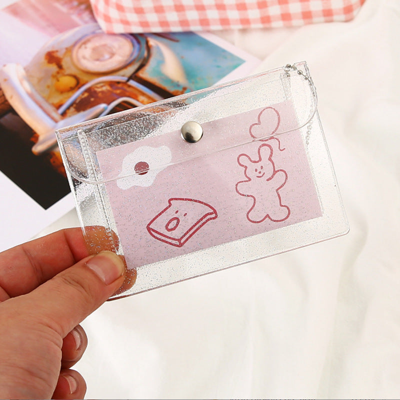 Girl Heart Laser Coin Purse PVC Transparent Card Cover